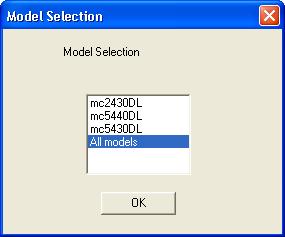 2 Select the appropriate printer model, and then click the OK button. A list of printers on the network appears.