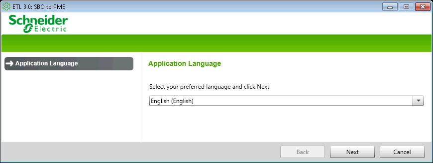 Installing and licensing the applications Power Manager for SmartStruxure Solution - Integration Manual 3. Select a language from the dropdown list, and click Next. 4.