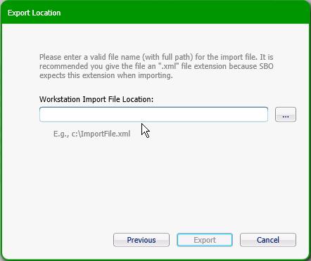 Power Manager Integration Utility 5. At the Export Location dialog, click to navigate to your export location. Enter a file name, and then click Save. 3.5 Importing the XML file 6. Click Export.