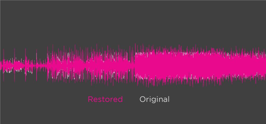 In the example above, you can see the content removed or restored from the source. The white shows where AWSM AI Audio removed artifacts, phase distortions, and anomalies.