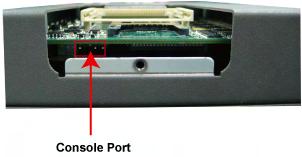 Hardware Connection Description The console port is located blow the CF card socket.