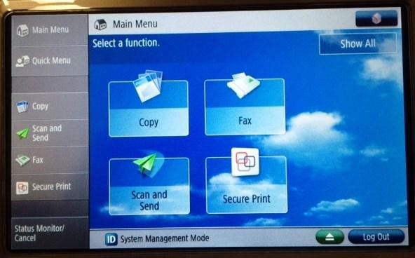 Swipe your Catawba ID card (front or back) across the card reader panel on the Canon copier.