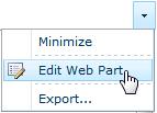Using the Mindjet Viewer Web Part 1. Point to the Web Part title, click the down arrow, and then click Edit Web Part. 2.