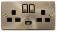 USB Outlet 571 13A Ingot 1 Gang Switched Socket With 2.