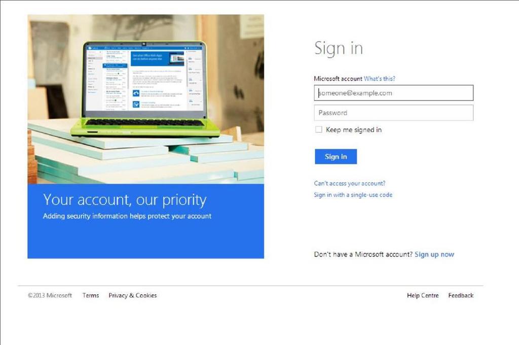 Step 3: Sign in with your Microsoft Account If you already have a Microsoft account* please enter your username and password and click If you do not have a Microsoft Account setup, please click on