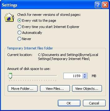 WEB BROWSER To prevent your web browser caching the printer web pages, carry out the following steps as appropriate for your web browser. MICROSOFT INTERNET EXPLORER 1.