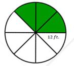 Exercise 1 Find the area of the shaded region of the circle to the above.