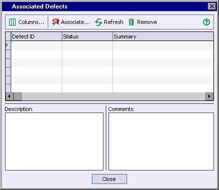 Lesson 5 Adding and Tracking Defects The Associated Defects dialog box opens. 3 Add an associated defect.