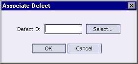 The Associate Defect dialog box opens. Select your defect and click the Associate button.
