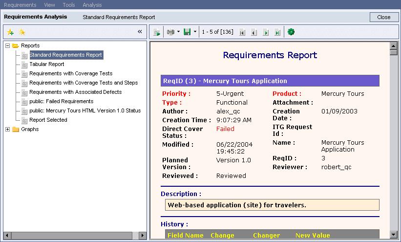 Lesson 7 Analyzing the Testing Process To generate a report: 1 Open the QualityCenter_Demo project. If the QualityCenter_Demo project is not already open, log on to the project.