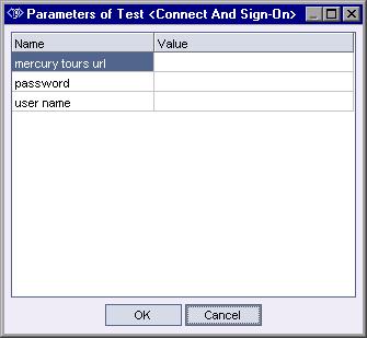 Lesson 3 Planning Tests Click OK. The Parameters of Test dialog box opens and displays the parameters contained in the called test. 3 Assign values to the parameters.