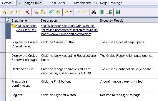 Lesson 3 Planning Tests 4 Reorder the steps. Position the mouse pointer on the gray sidebar to the left of the Call Connect And Sign-On step. The mouse pointer changes to.