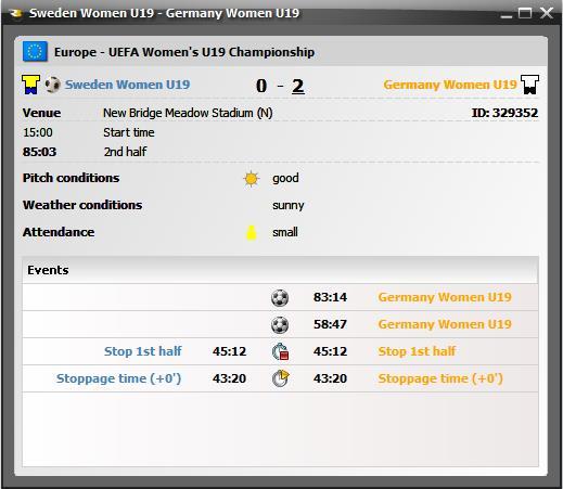Figure 5 Ticker Info - Soccer Note: This feature may be helpful for supervisors dealing with several concurrently running games.