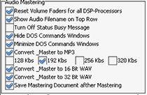 Audio Mastering and Processing Reset Volume Faders for all DSP-Processors By default ON. This feature ensures by start of processing that all faders are reset to initial values.
