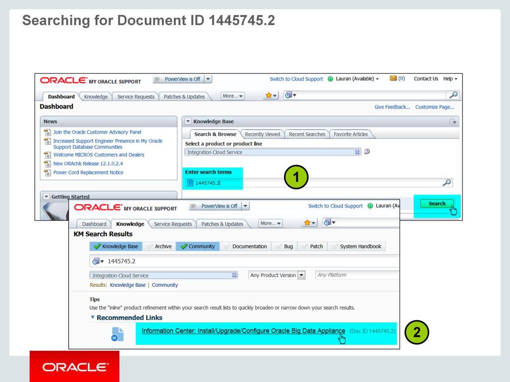 First, you will access the Install/Upgrade/Configure Oracle Big Data Appliance (Doc ID 1445745.2) document.