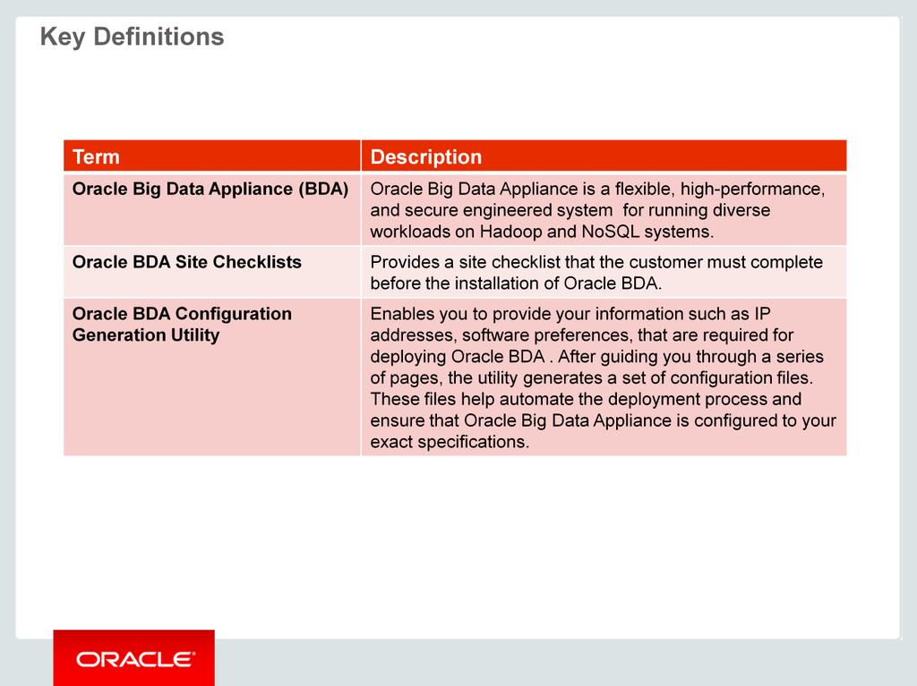 If you have completed the Oracle BDA Pre-Installation Steps lesson, you can skip this page and the next page.