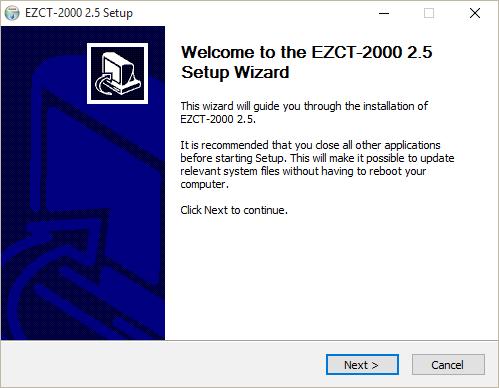 REV 2 EZCT-2000 SOFTWARE VERSION 2.x USER'S MANUAL 2.0 SOFTWARE INSTALLATION Follow the steps below to install the EZCT-2000 software on your PC. 1.
