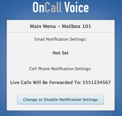 call to your cell phone, simply request Call Out Notify and/or Call Alert Notify be disabled for the mailbox by emailing support@traci.