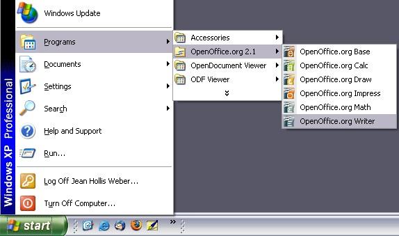 Starting Writer When OpenOffice.org was installed, a menu entry was added to your system menu. The exact name and location of this menu entry depends on your graphical environment.