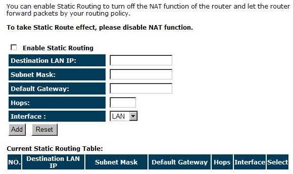 Subnet Mask: Specify the Subnet Mask of static routing rule.