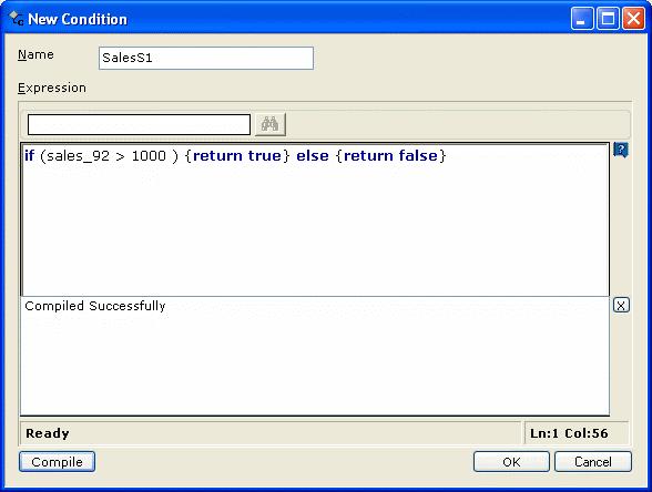 Conditions To create a new condition Figure 6: Specifying Conditions 1. On Conditions dialog box, click Add button. New Condition dialog box opens. 2.
