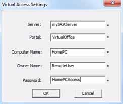 Fill in the necessary information in the provided fields to set-up the system in Virtual Access mode and click OK.