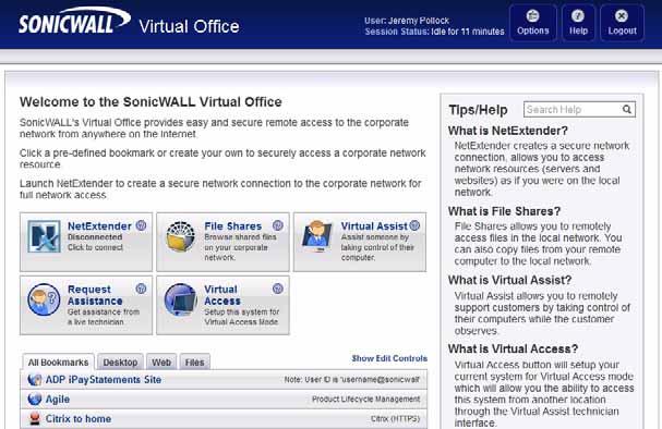 Web Management Interface Overview Logging in as a user takes you directly to Virtual Office. The Virtual Office Home page displays as shown here.