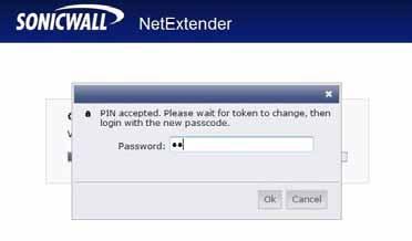 Using NetExtender Once the pin has been accepted, you must wait for the token to change before logging in to NetExtender with the new passcode.