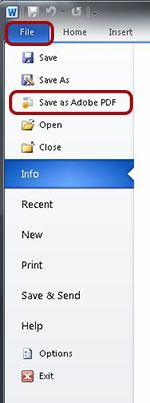 Use Create PDF Create PDF is a button on the Acrobat Ribbon. Switch to the Acrobat toolbar ribbon and select Create PDF.