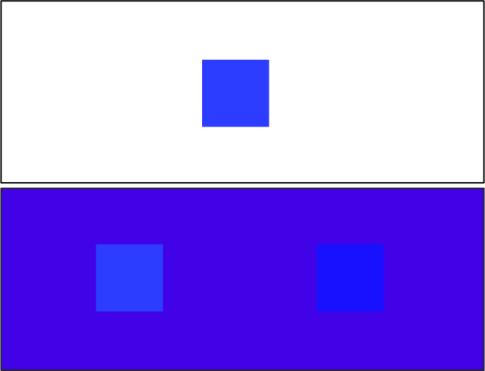 The bottom hlf shows two imge blocks projected on blue surfce. The two imge blocks re generted from the top imge block in two different wys.