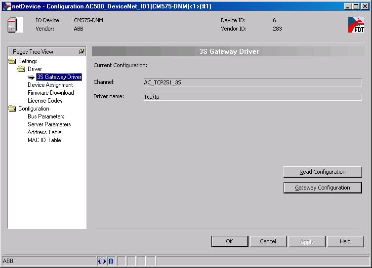 Press the button "Gateway Configuration". Select the gateway and click on "OK". Now the configuration tool SYCON.