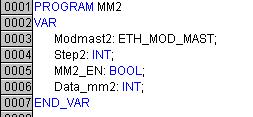 Block allocation EN Enable Slot 0 = internal 1 = 1st external slot 2 = 2nd external slot IP_ADR TCP/IP address of the receiver Unit_ID Modbus slave address of a serial slave (if a gateway is used)
