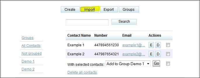 4.2 Importing contacts Alternatively, details may be imported from another
