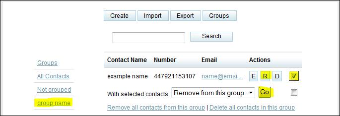 3. Click on Create 4. Type Group Name 5. Click Save The new group will now be displayed 4.5 Remove a contact from a group 1.