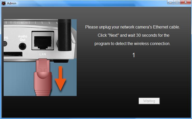9. When the connection is detected as shown below, please click Next. 10. Enter a name and password for your camera.