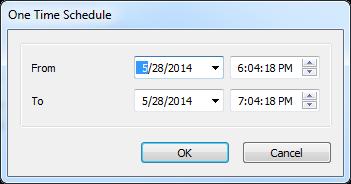 Channel One Time Schedules New (One Time Schedules) Select the channel number you wish to set. You can specify the one-time schedule for a selected camera; this schedule will be executed once only.