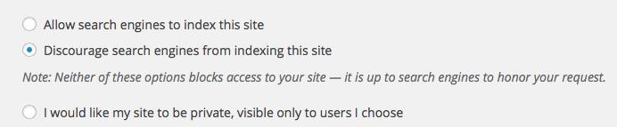 If you choose static page, you select your front and posts pages from the dropdown. b. Site Visibility You can have a private site 3.