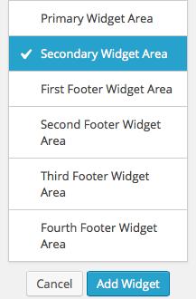 b. choose Secondary Widget area c. ADD WIDGET d.