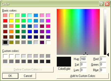 Hộp thoại chọn màu xuất hiện có dạng như hình bên Để có thể chọn được nhiều màu hơn hoặc định nghĩa màu tùy ý người sử dụng phải bấm nút Define Custom Colors để mở thêm bảng bên phải (Hình 10.