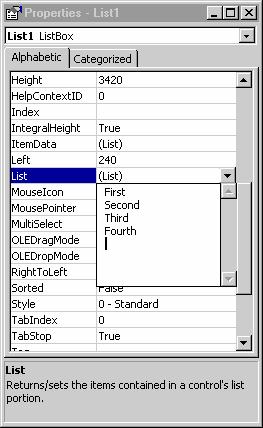 Giáo trình Visual Basic 6.0 Sorted NewIndex Lưu ý: Qui định các phần tử trong danh sách được sắp thứ tự (True/false) Chỉ số phần tử vừa mới được thêm vào Listbox.