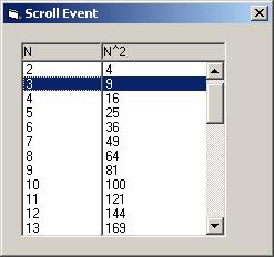 Giáo trình Visual Basic 6.0 Một sự kiện cũng đôi khi được sử dụng đó là sự kiện scroll, sự kiện này xảy ra khi nội dung listbox cuộn.