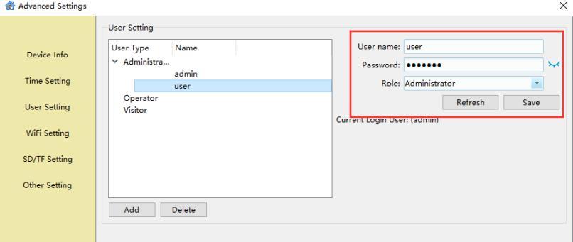 User can also edit the account information, such as change the user name and password and change