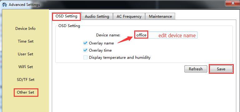 Other Setting OSD setting On the OSD setting, users can set up the Overlay name and Overlay