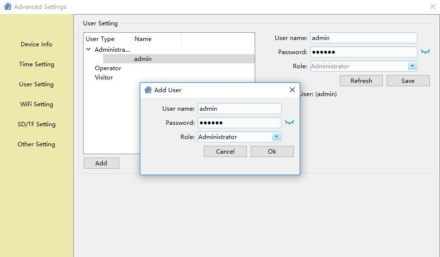 Setting. Add an account with user name and password, and give a right to this account.