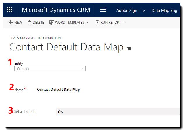 A new Data Mapping page loads: This may take a moment; when the Entity field expands, the load is completed. 1. Select the CRM Entity from the drop-down.