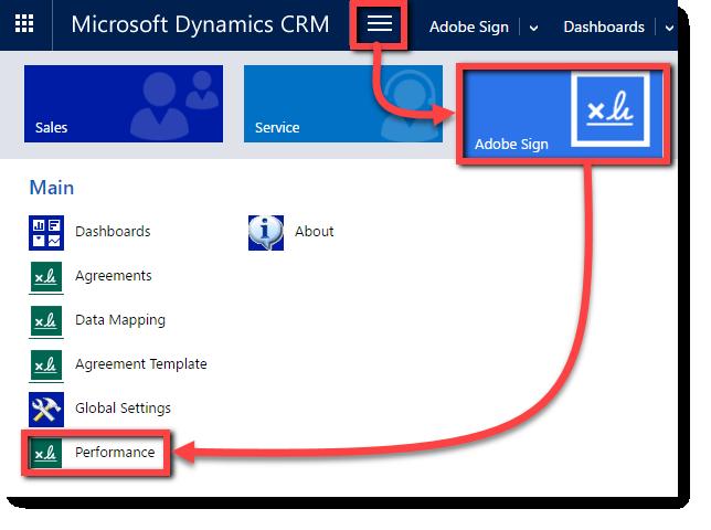 Performance Monitoring Administrators can monitor the performance of the integration between CRM application and Adobe Sign