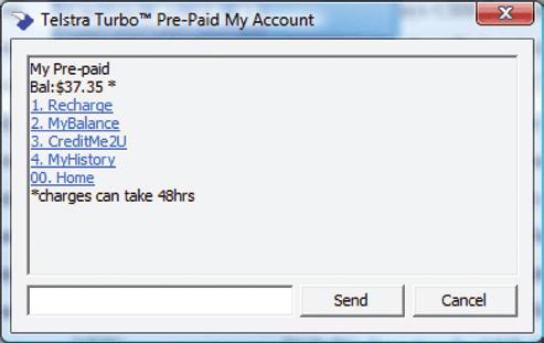 Managing your account You can manage your Telstra Turbo tm Pre-Paid Wireless Broadband account for free by using the My Account icon in the Connection Manager.