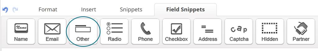 22. From the Field Snippets tab above, grab the Other field and drag it below the email field you just added. 23.