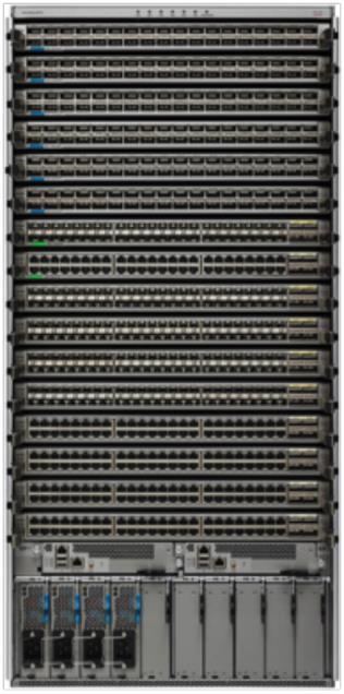 N9K-C9516: 16-Slot Chassis Up to 16 line cards Up to 10 power supplies Up to 6 fabric modules Up to 2 system controllers Up to 2 supervisors Up to 3 fan trays Cisco Nexus 9500 Platform Supervisor