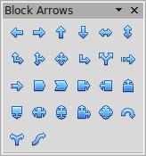 gives you an array of tools for Block arrows The Block Arrows icon opens the Block Arrows toolbar.